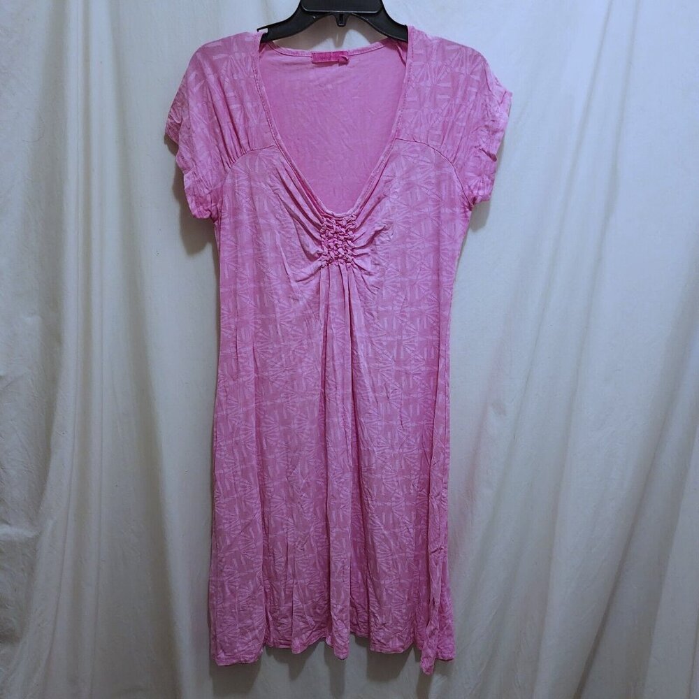 Fresh Produce Pink‎ Floral Pleated Ruffles Distressed Maxi Dress Small S